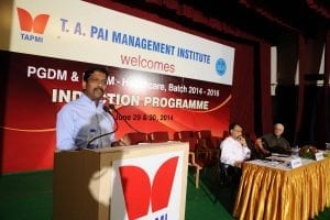 Mr. E. S Chakravarthy, Head-TCS speaks at the TAPMI Induction programme,