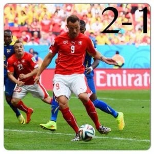 Switzerland strikes in the final minute and takes home a victory against Ecuador.