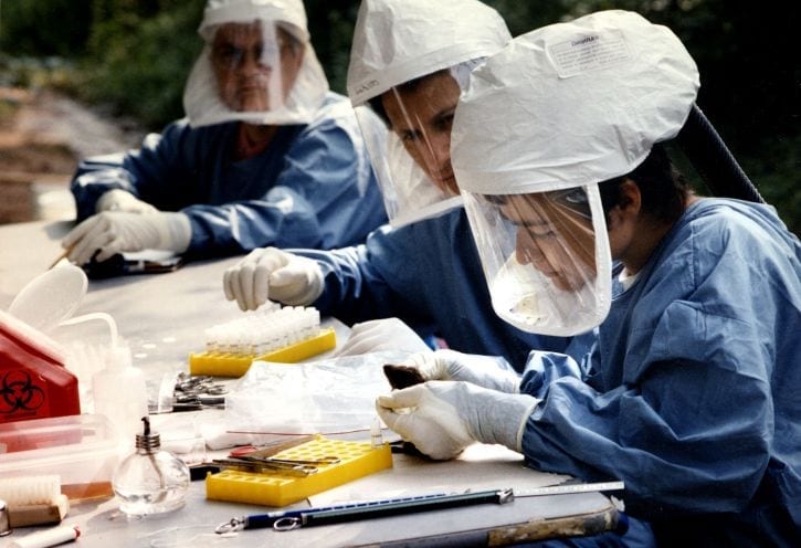 health-officials-inspecting-specimens-suspected-of-being-connected-with-a-hantavirus-outbreak